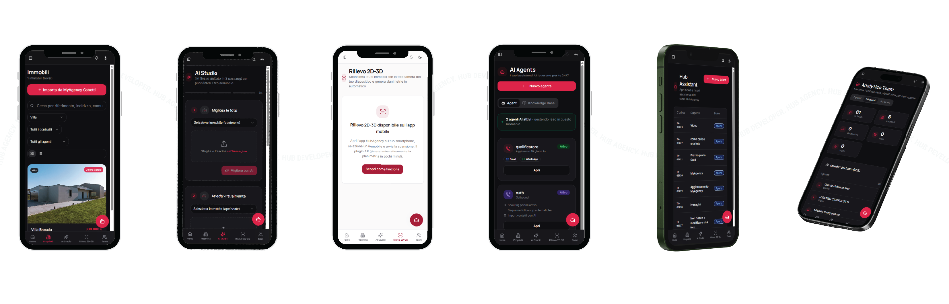 HUB Agency app screens